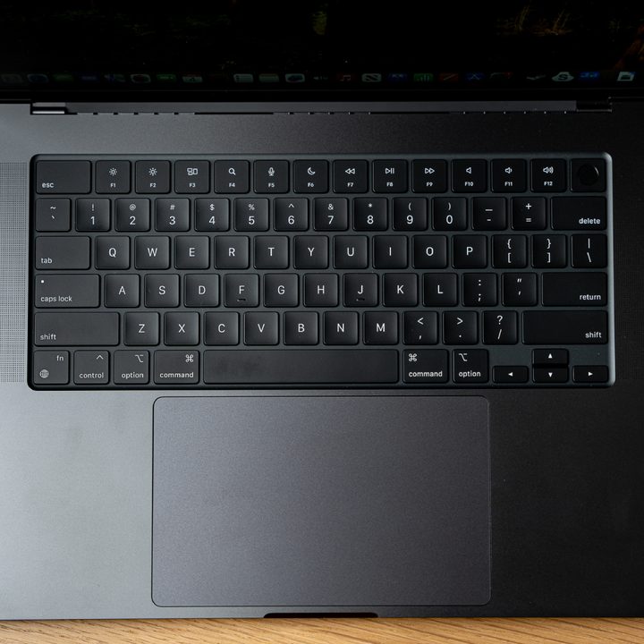 A top down view of the MacBook Pro.