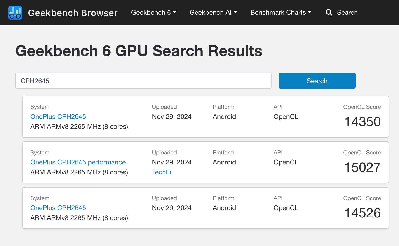OnePlus phone spotted on Geekbench graphics tests.