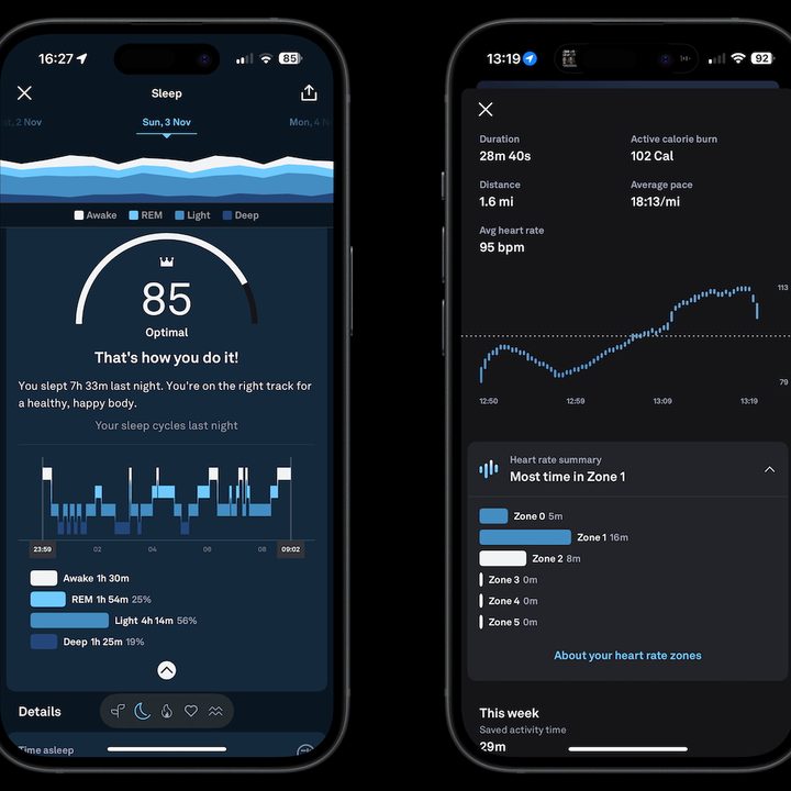 Screenshots taken from the Oura Ring 4's app.