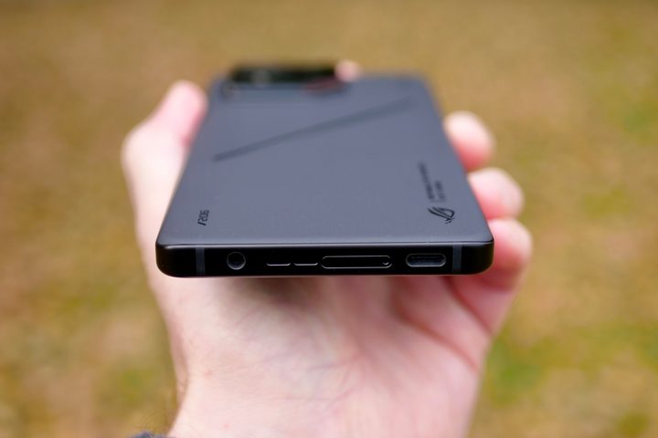 The Asus ROG Phone 9 Pro's charging port and headphone jack.