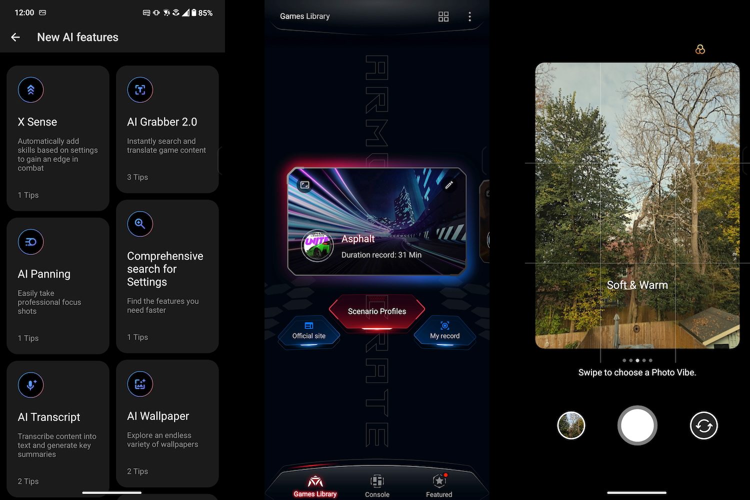 Screenshots taken from the Asus ROG Phone 9 Pro.