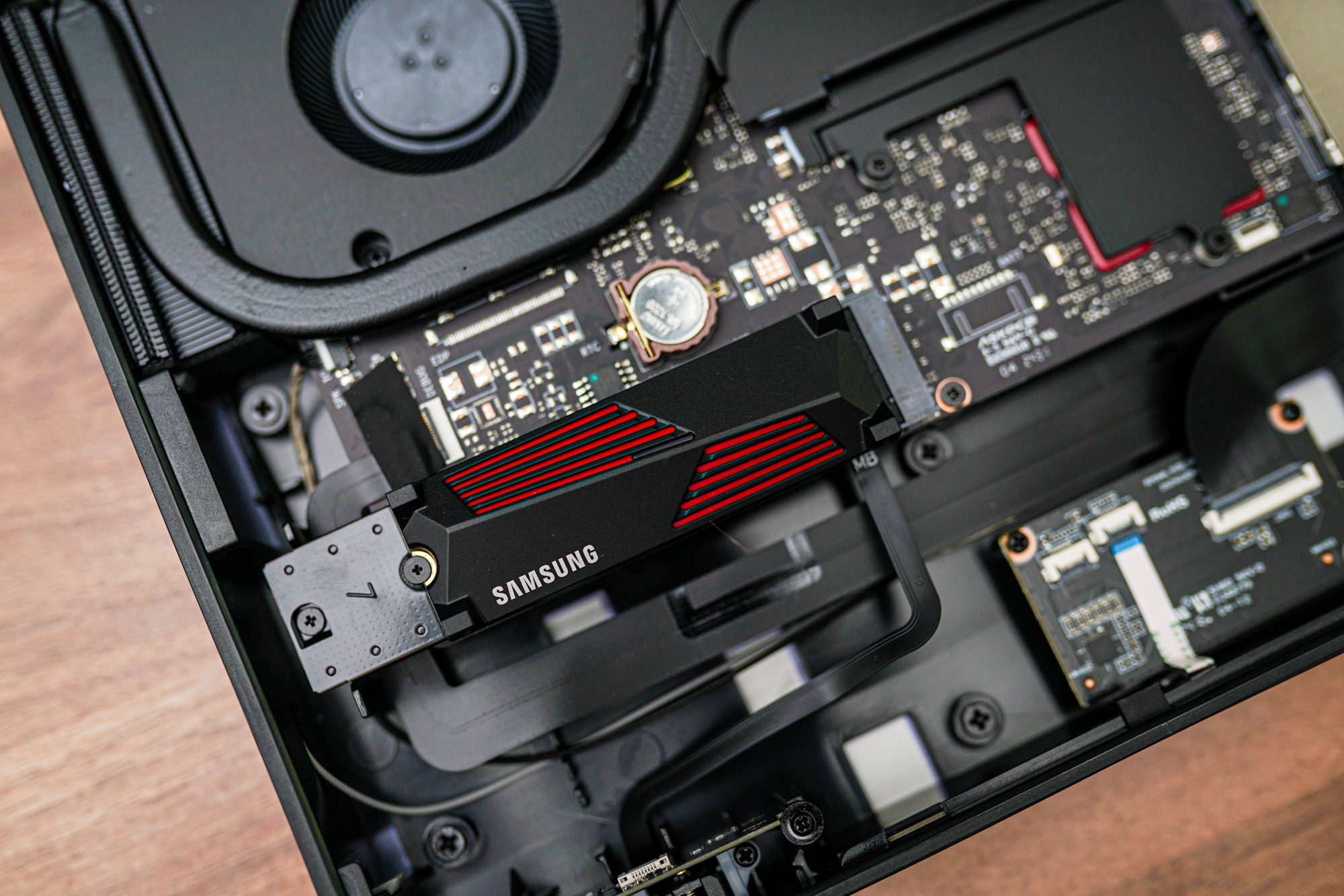 The Samsung 990 Pro SSD installed in a PC.