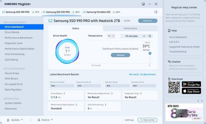 Samsung's Magician software.