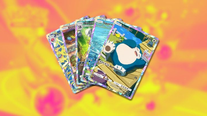Electrode, Eevee, Nidoking, Squirtle, and Snorlax illustration cards in Pokémon TCG Pocket.