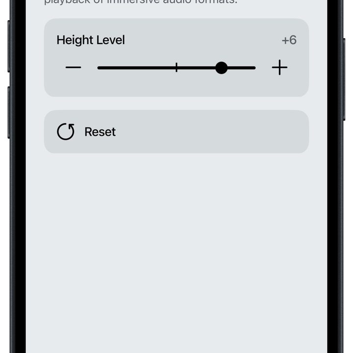 Sonos app for iOS: Height audio.
