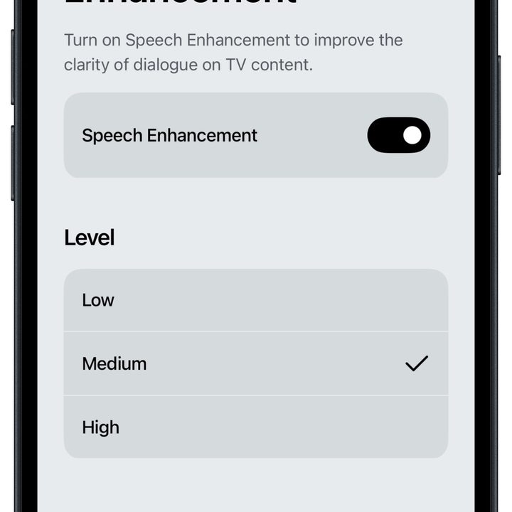Sonos app for iOS: speech enhancement.