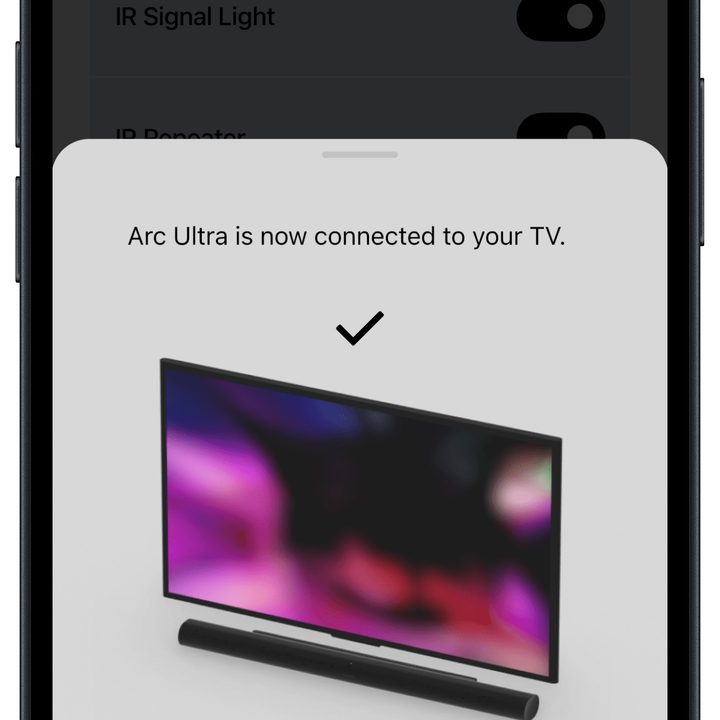 Sonos app for iOS: TV setup.
