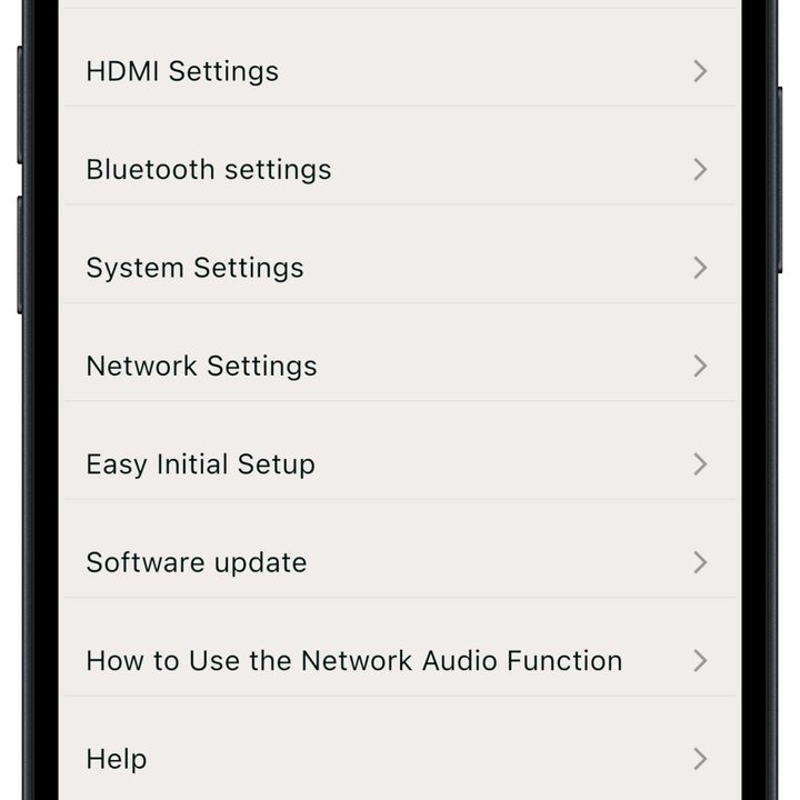 Sony Bravia Connect app for iOS: Settings.