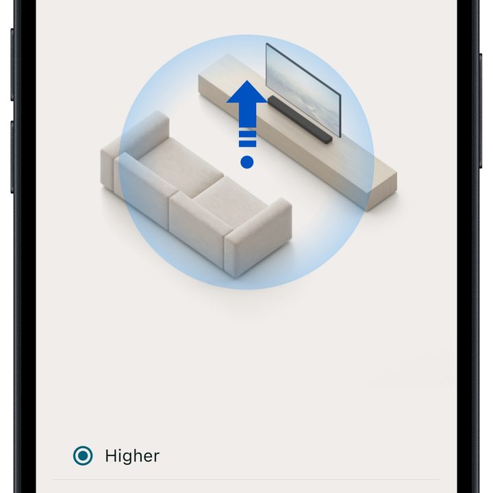 Sony Bravia Connect app for iOS: Sound Field height.