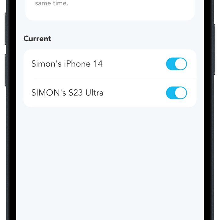 Soundcore app for iOS: Multipoint settings.
