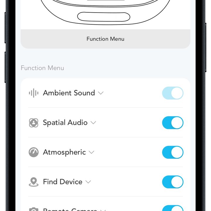Soundcore app for iOS: charging case options.