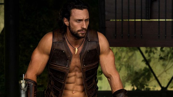Aaron Taylor-Johnson as Kraven the Hunter looking to the distance in Kraven the Hunter.