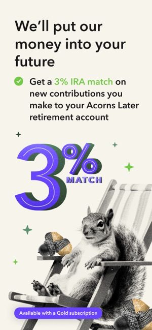 IRA match screen on Acorns.