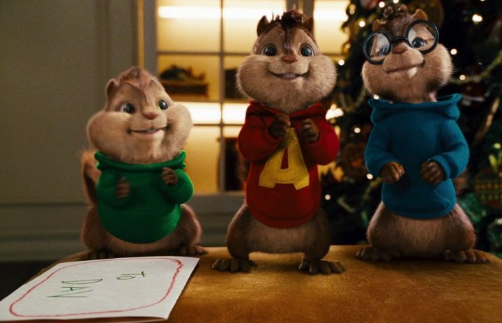 Alvin and the Chipmunks stands and smile.