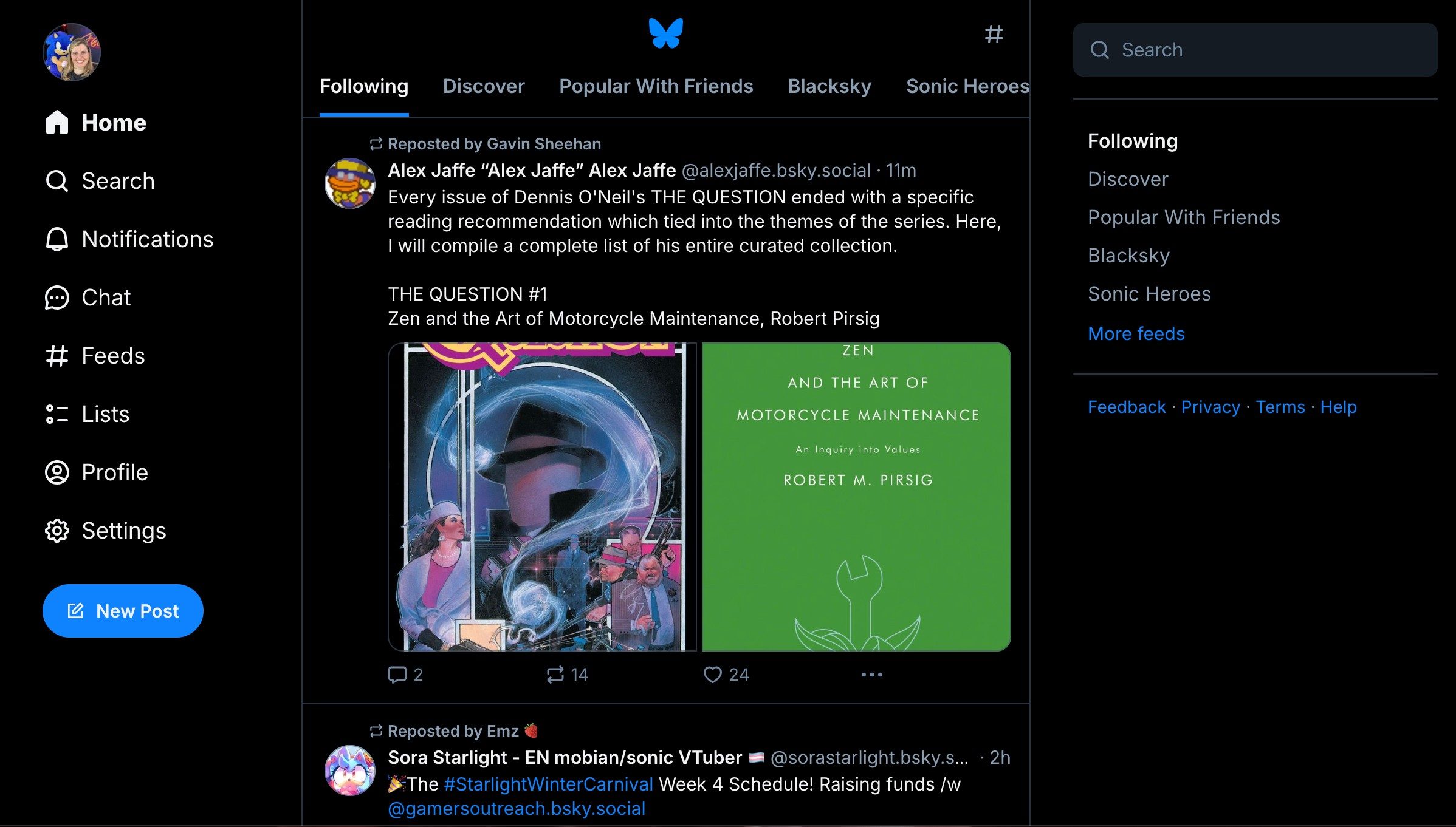 Bluesky homepage.