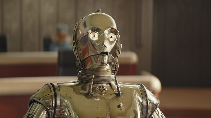 C-3PO looks surprised in the Star Wars sequel trilogy.