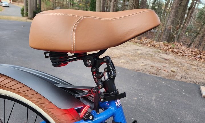 Electric Bike Company Model R with plush seat and Suntour NCX seat suspension.