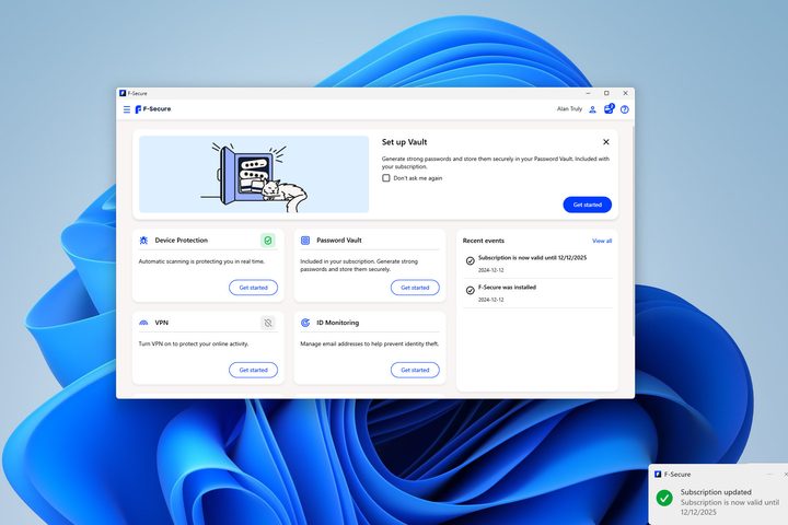 F-Secure Total's Windows app has a clean and friendly design.