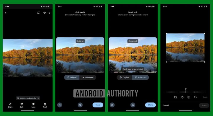 Google Photos Quick Edit screenshots.