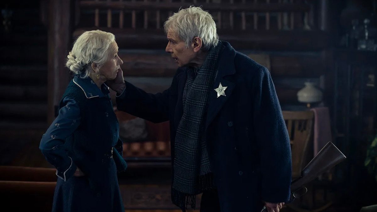Harrison Ford touches Helen Mirren's face in 1923 season 2.