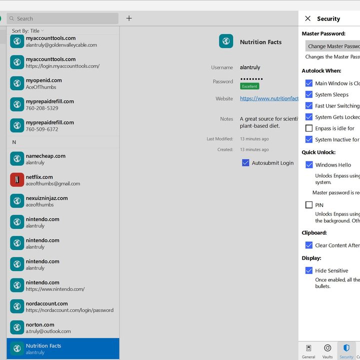 I enabled Windows Hello in Enpass security settings.