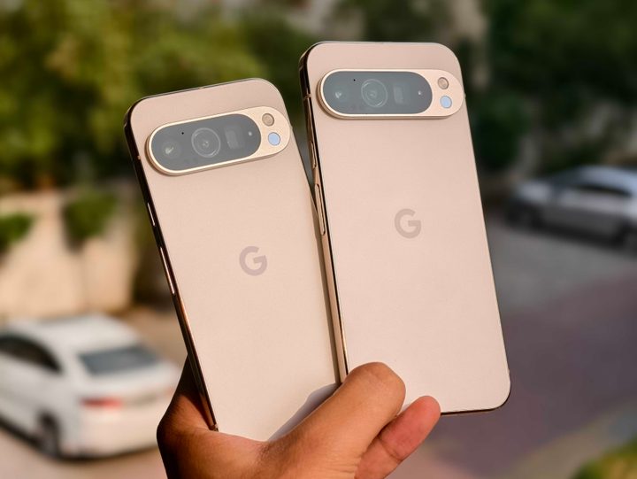 Google Pixel 9 Pro and Pixel 9 Pro XL in hand.