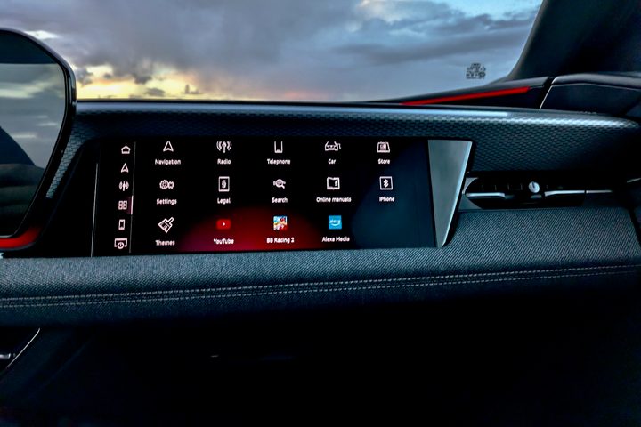 2025 Audi A6 e-tron passenger screen.