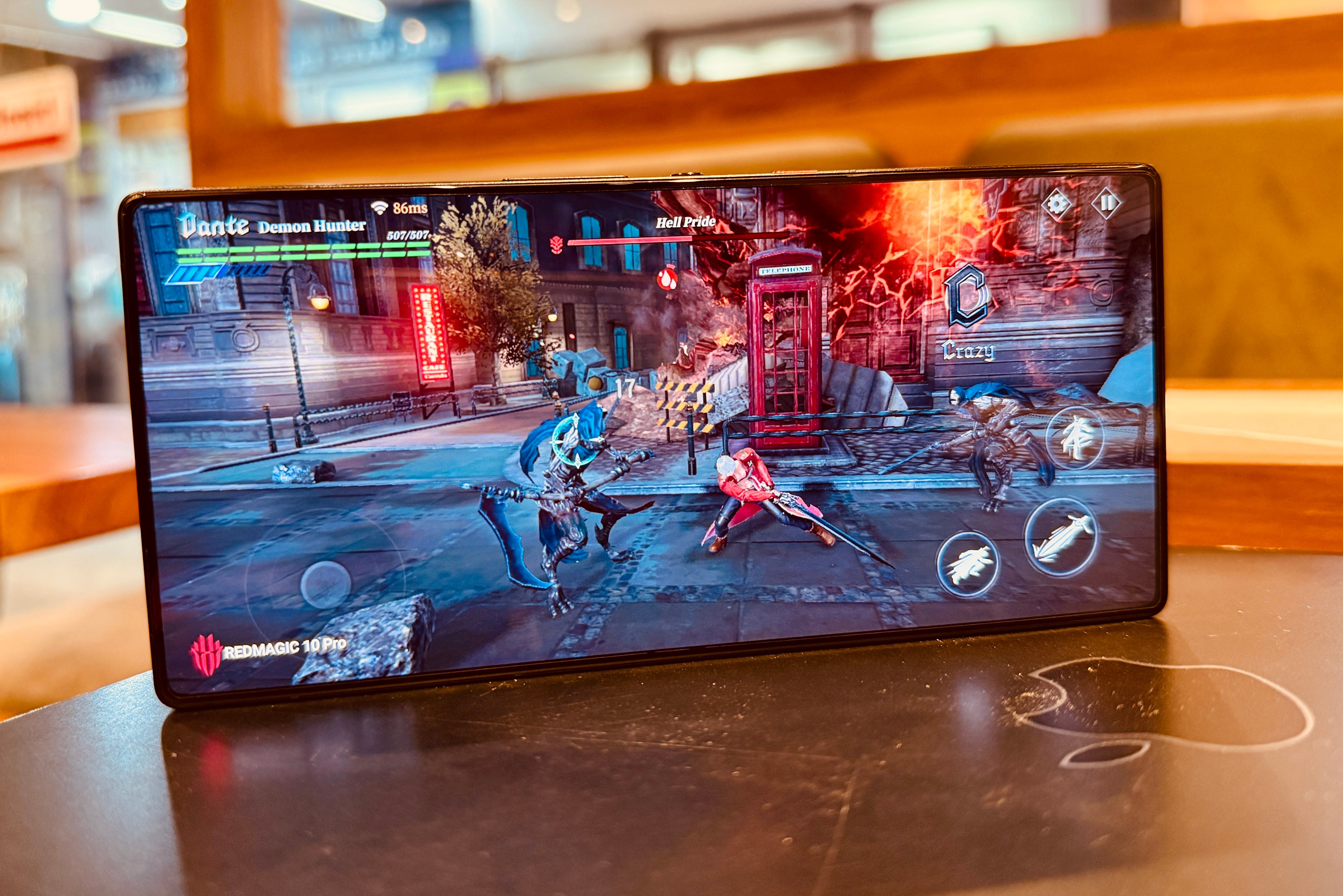 Playing Devil May Cry on Red Magic 10 Pro.