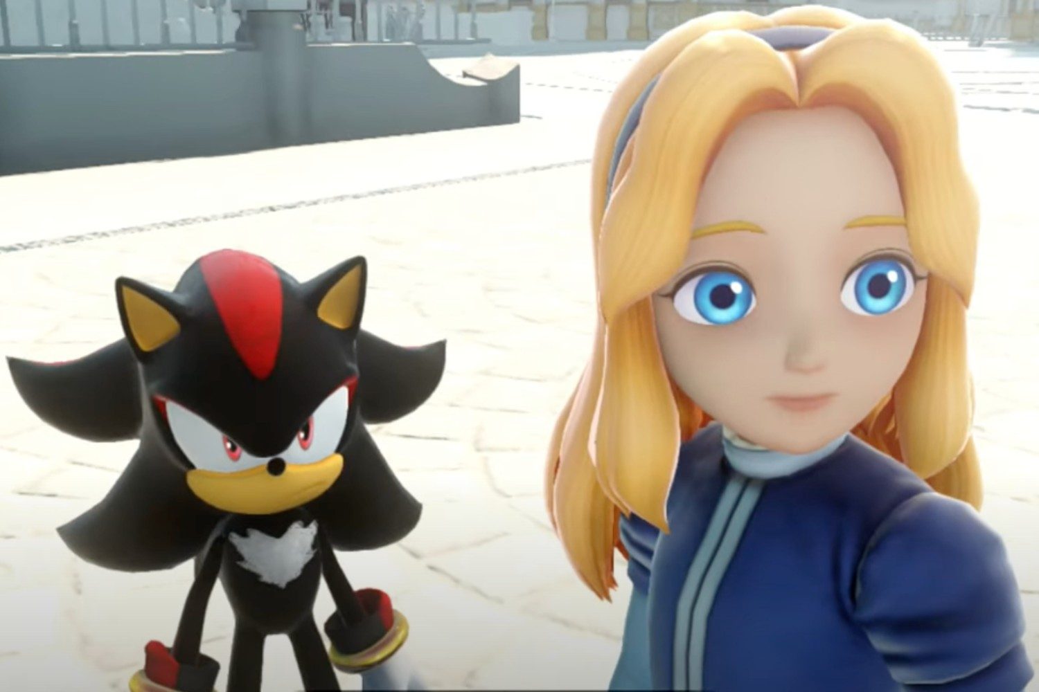 Shadow and Maria in a scene from Sonic X Shadow Generations.