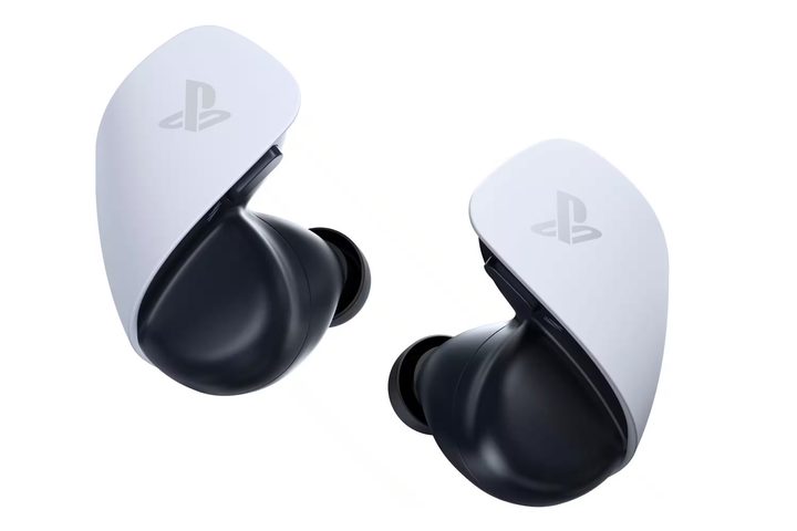 The Sony Pulse Explore wireless gaming earbuds on a white background.