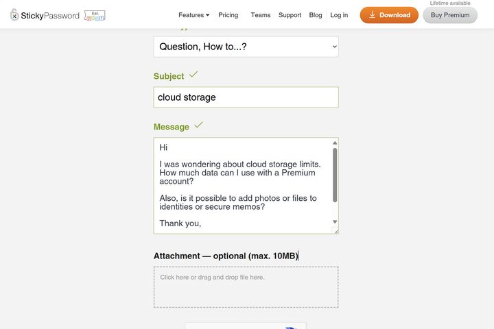 Sticky Password offers relatively quick email support.