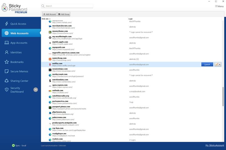 Sticky Password's Windows app has a clean interface with plenty of options.