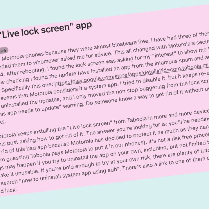 Sample of user complaints about Motorola phones. Set 8.
