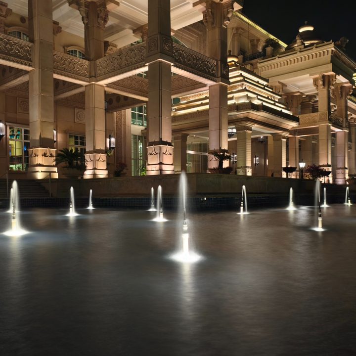 Long exposure shot of a group of fountains captured with the Vivo X200 Pro.