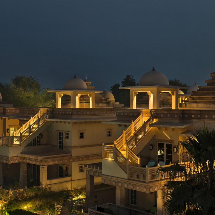 Hotel rooftop inspired by ancient Indian architecture captured on the Vivo X200 Pro.