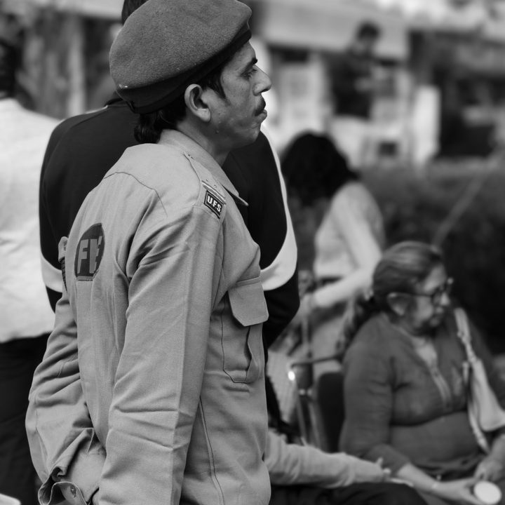 Indian fire officer standing on duty captured with the Vivo X200 Pro.