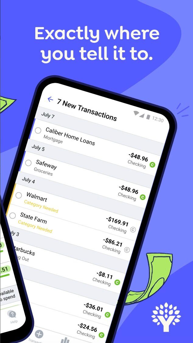 Transactions screen on YNAB.