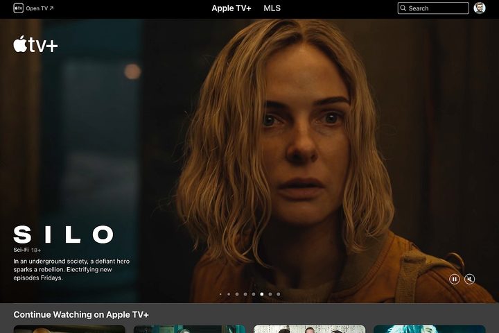 The Apple TV+ home screen with Silo in the main tile.