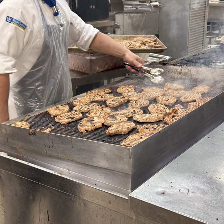 Chicken grilling in the galley aboard Royal Caribbean Allure of the Seas in December 2024 (captured on the iPhone 16 Pro)