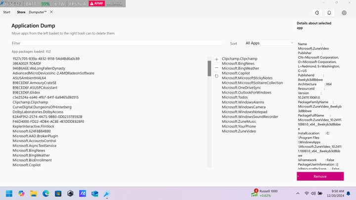 The BloatyNosy app running on Windows 11.