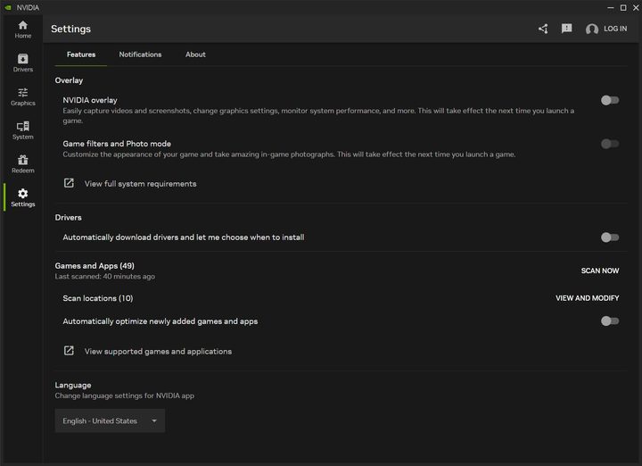 Setting to disable the Nvidia overlay.