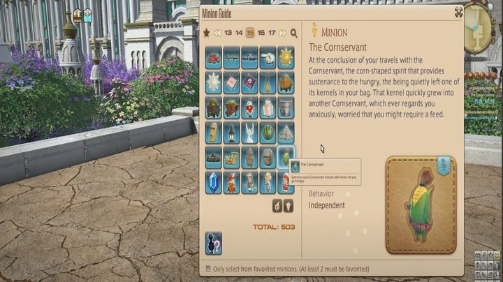 An ear of corn appears in a menu in Final Fantasy VII Dawntrail.