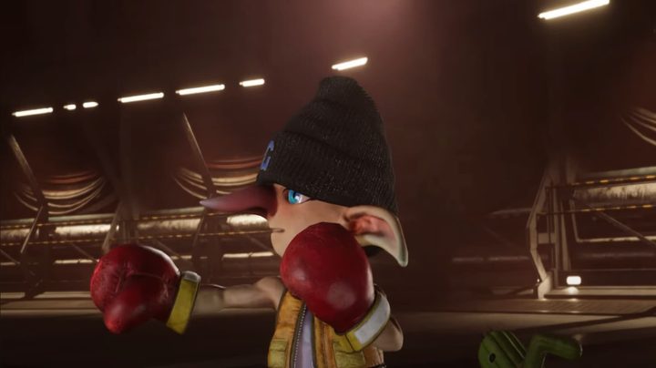 Kid G punches the air in Final Fantasy VII Rebirth.