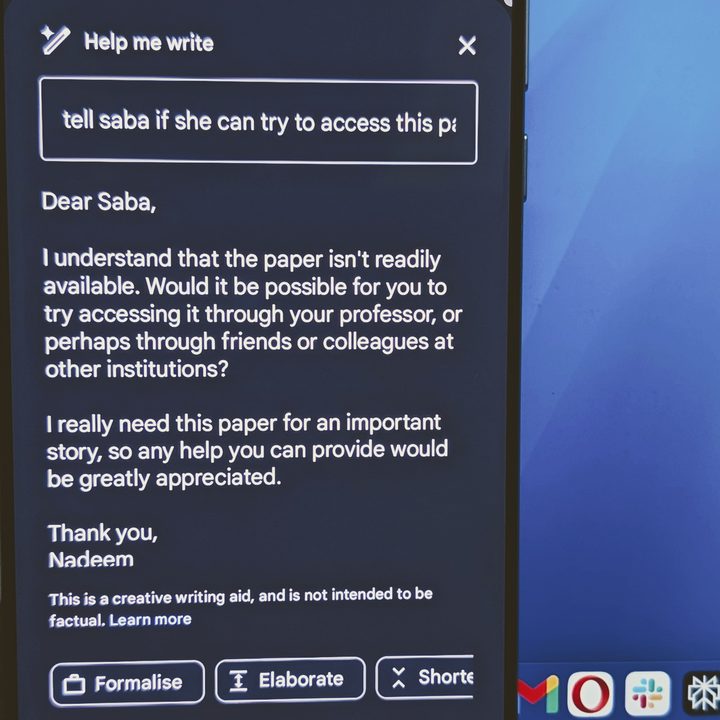 Using Gemini to compose an email response.