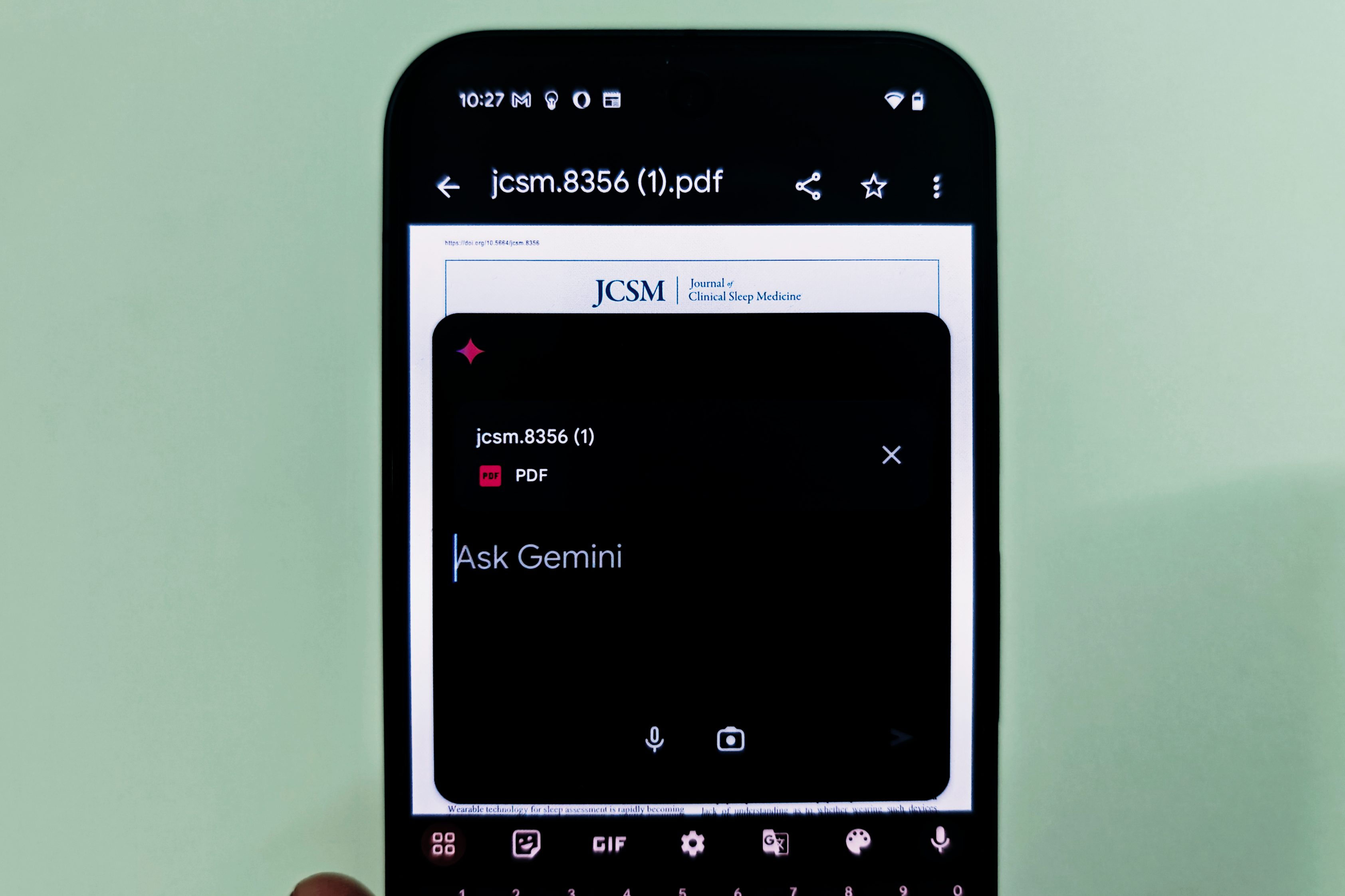 Second step of Gemini processing a PDF in Files by Google app.
