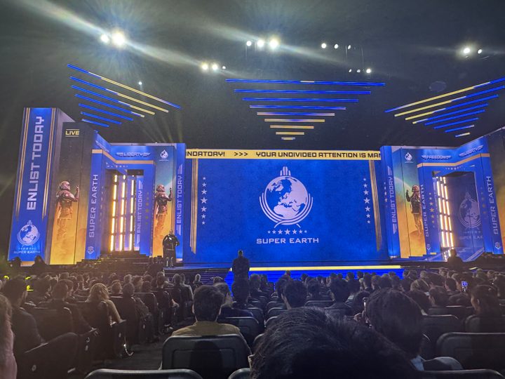 Helldivers 2 appears on stage at The Game Awards 2024.