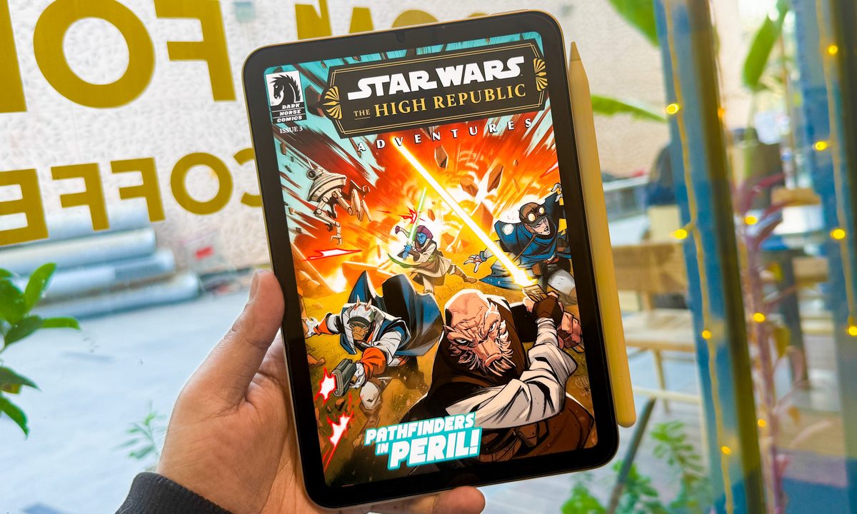 Reading comics on Apple iPad mini with A17 Pro.