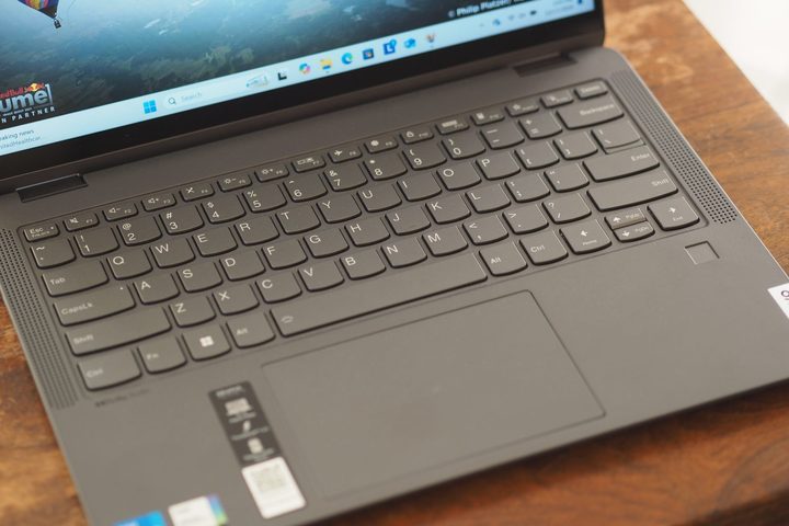 Lenovo IdeaPad Flex 5i top down view showing keyboard.