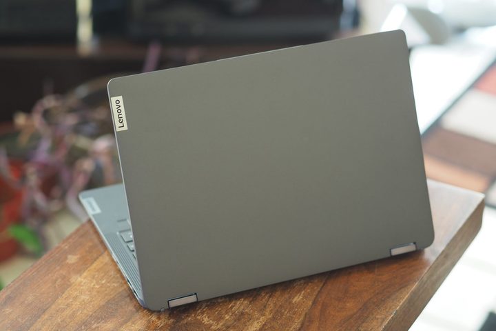 Lenovo IdeaPad Flex 5i rear view showing lid and logo.