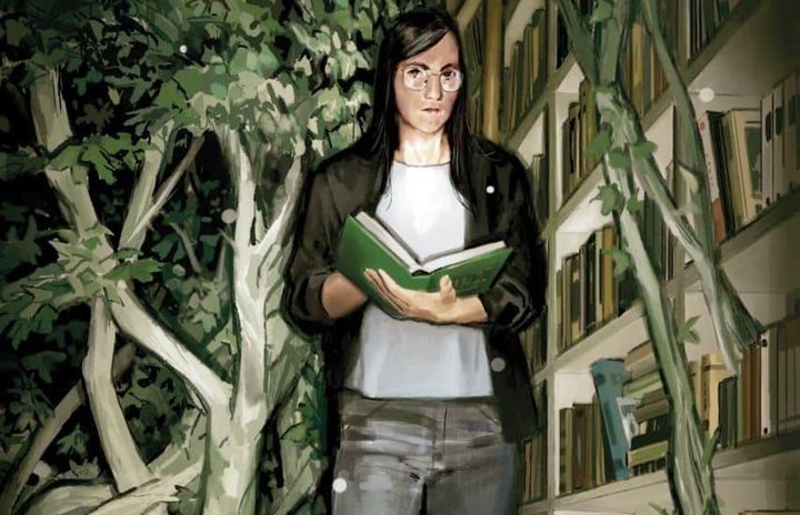 Norah reads a book in The Nice House by the Lake.
